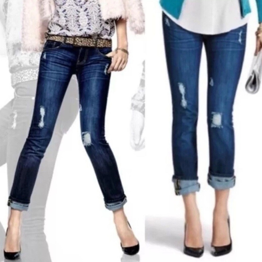 CABI Jeans Womens Size 14 Slim Boyfriend Fit Denim Distressed Dark Wash 3045 - Picture 13 of 13